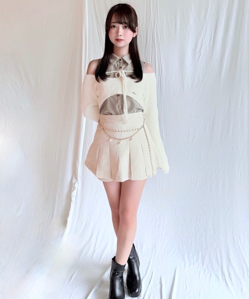 NOMAE（ノーマエ）の「シャツレイヤードシャギーニット（ニット/セーター・レディース・ベージュ/ベージュ系その他/ブラック/グレー系その他・FREE）」の9枚目の写真