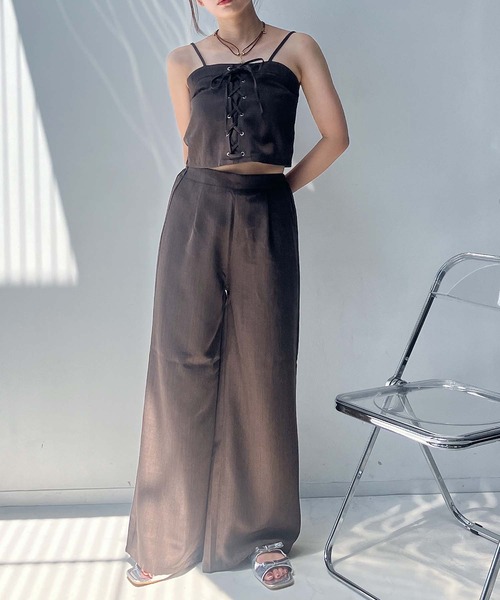 AS KNOW AS plus（アズノゥアズプラス）の「●レースアップビスチェとワイドパンツ 2点セットアイテム（セットアップ・レディース・ブラック/グレー/ブラウン・FREE）」の10枚目の写真