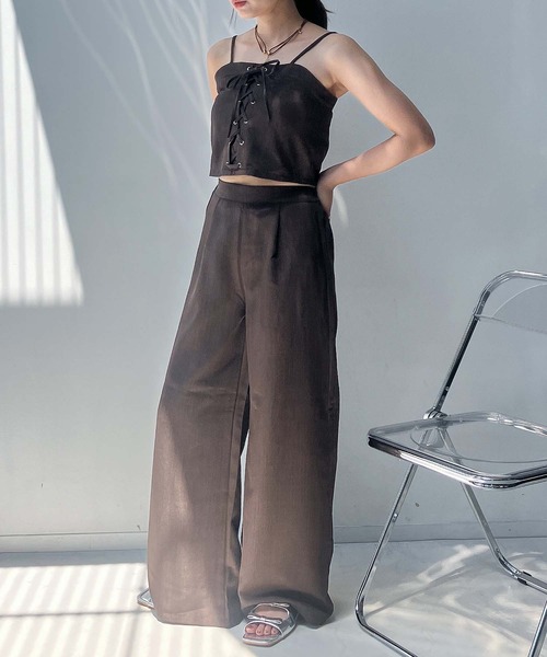 AS KNOW AS plus（アズノゥアズプラス）の「●レースアップビスチェとワイドパンツ 2点セットアイテム（セットアップ・レディース・ブラック/グレー/ブラウン・FREE）」の11枚目の写真