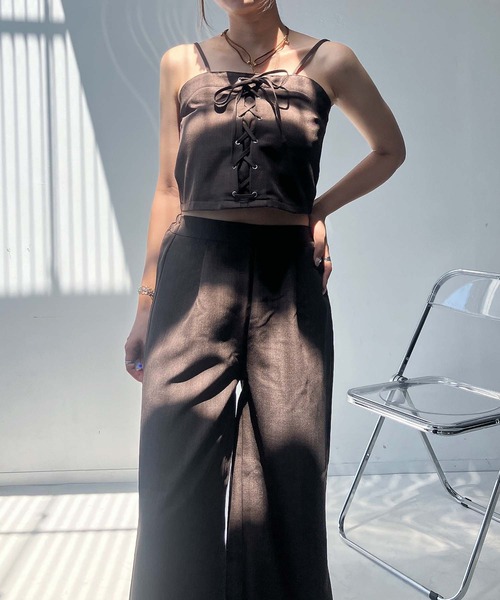 AS KNOW AS plus（アズノゥアズプラス）の「●レースアップビスチェとワイドパンツ 2点セットアイテム（セットアップ・レディース・ブラック/グレー/ブラウン・FREE）」の8枚目の写真