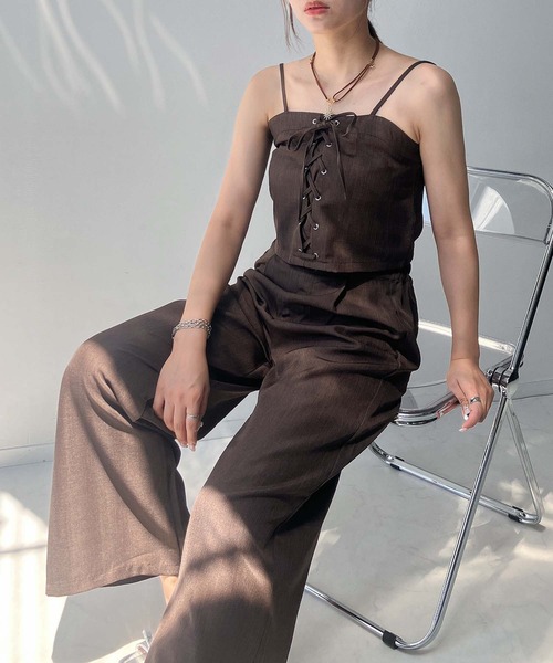 AS KNOW AS plus（アズノゥアズプラス）の「●レースアップビスチェとワイドパンツ 2点セットアイテム（セットアップ・レディース・ブラック/グレー/ブラウン・FREE）」の5枚目の写真