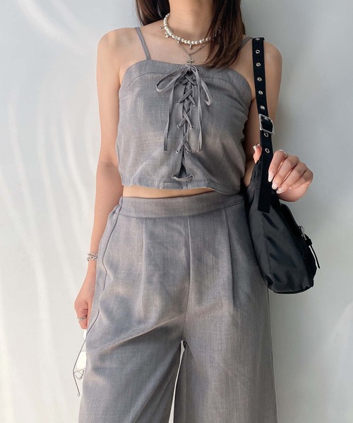 AS KNOW AS plus（アズノゥアズプラス）の「●レースアップビスチェとワイドパンツ 2点セットアイテム（セットアップ・レディース・ブラック/グレー/ブラウン・FREE）」の14枚目の写真