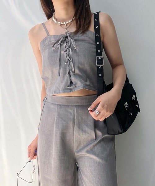 AS KNOW AS plus（アズノゥアズプラス）の「●レースアップビスチェとワイドパンツ 2点セットアイテム（セットアップ・レディース・ブラック/グレー/ブラウン・FREE）」の15枚目の写真