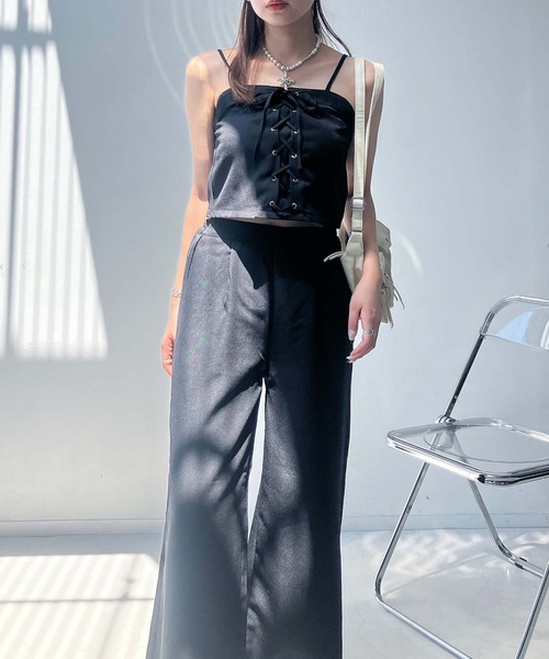 AS KNOW AS plus（アズノゥアズプラス）の「●レースアップビスチェとワイドパンツ 2点セットアイテム（セットアップ・レディース・ブラック/グレー/ブラウン・FREE）」の19枚目の写真