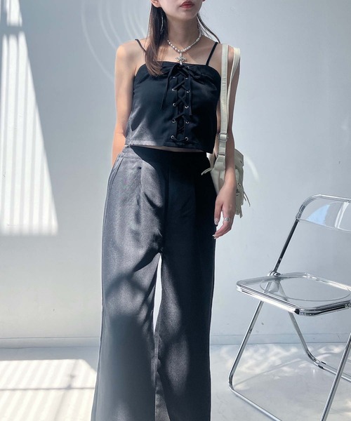 AS KNOW AS plus（アズノゥアズプラス）の「●レースアップビスチェとワイドパンツ 2点セットアイテム（セットアップ・レディース・ブラック/グレー/ブラウン・FREE）」の20枚目の写真