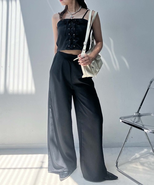 AS KNOW AS plus（アズノゥアズプラス）の「●レースアップビスチェとワイドパンツ 2点セットアイテム（セットアップ・レディース・ブラック/グレー/ブラウン・FREE）」の22枚目の写真