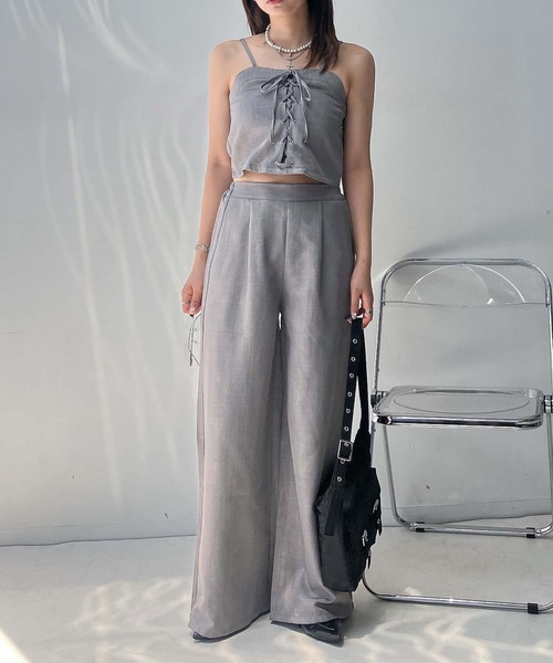 AS KNOW AS plus（アズノゥアズプラス）の「●レースアップビスチェとワイドパンツ 2点セットアイテム（セットアップ・レディース・ブラック/グレー/ブラウン・FREE）」の16枚目の写真