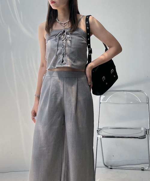 AS KNOW AS plus（アズノゥアズプラス）の「●レースアップビスチェとワイドパンツ 2点セットアイテム（セットアップ・レディース・ブラック/グレー/ブラウン・FREE）」の13枚目の写真