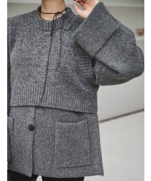 AIC.（エーアイシー）の「バックホールショートニットベスト（ベスト・レディース・ブラウン/チャコールグレー・FREE）」の2枚目の写真