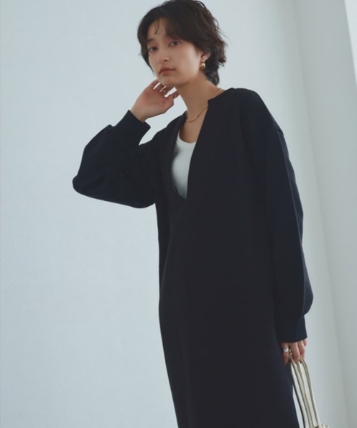 RASW(ラス)の「インナーセットキーネックスウェットワンピース(ワンピース・レディース・ブラック/チャコール・L/M/PM)」の3枚目の写真