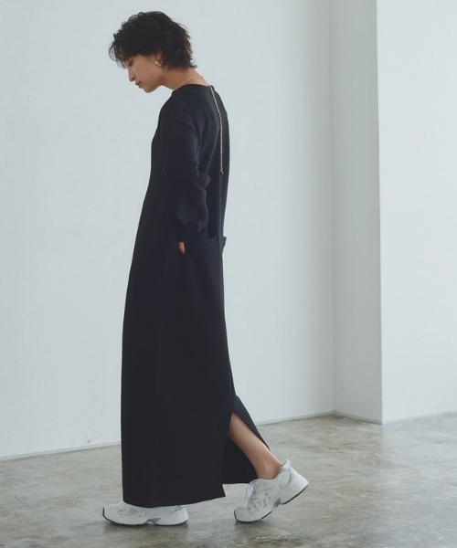 RASW(ラス)の「インナーセットキーネックスウェットワンピース(ワンピース・レディース・ブラック/チャコール・L/M/PM)」の7枚目の写真
