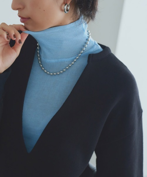 RASW(ラス)の「インナーセットキーネックスウェットワンピース(ワンピース・レディース・ブラック/チャコール・L/M/PM)」の8枚目の写真