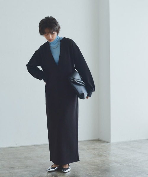 RASW(ラス)の「インナーセットキーネックスウェットワンピース(ワンピース・レディース・ブラック/チャコール・L/M/PM)」の10枚目の写真