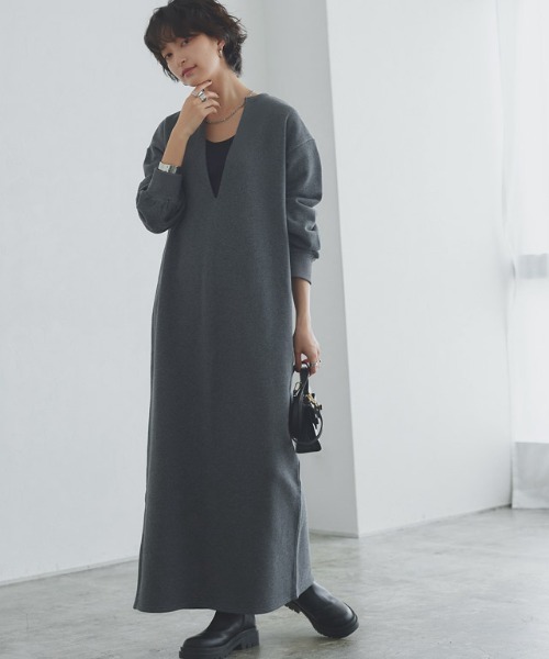 RASW(ラス)の「インナーセットキーネックスウェットワンピース(ワンピース・レディース・ブラック/チャコール・L/M/PM)」の17枚目の写真