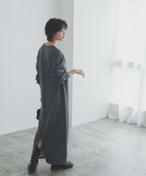RASW(ラス)の「インナーセットキーネックスウェットワンピース(ワンピース・レディース・ブラック/チャコール・L/M/PM)」の18枚目の写真