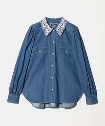 美品 ユナイテッドアローズ チェーンレース ブラウス ブルー 長袖 1500024F1730_m1_a031.jpg