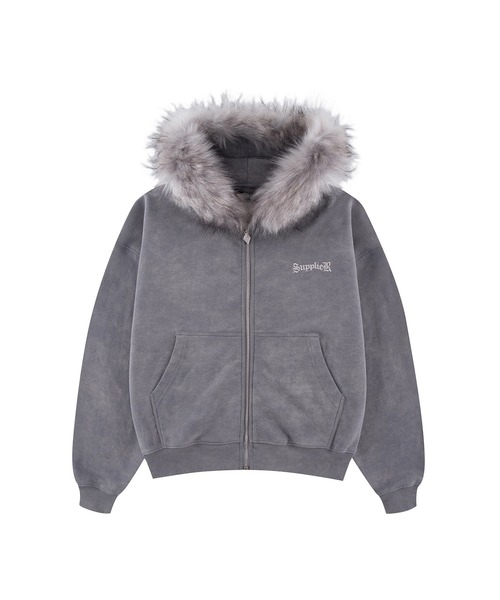 正規品SUPPLIER ジップフーディパーカー ジップフーディ｜Faux Fur Cross Zip Hoodie｜SUPPLIER