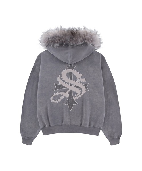 ジップフーディ｜Faux Fur Cross Zip Hoodie｜SUPPLIER