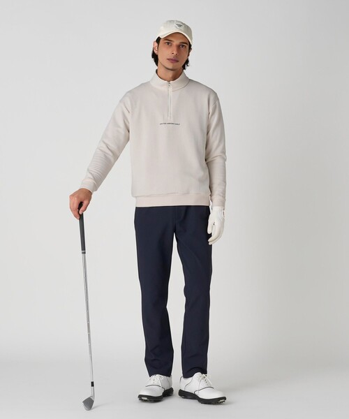 メンズ ソフト グリッド ハーフジップ スウェット 通気性（スウェット