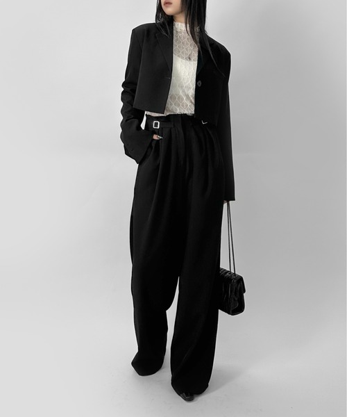 LVEU.(ラブユ.)の「【LVEU.】パターンレースシアートップス / トップス シアー シアートップス 長袖 レース レイヤード プチハイネック ブラック アイボリー モード系(Tシャツ/カットソー・レディース・アイボリー/ブラック・FREE)」の9枚目の写真