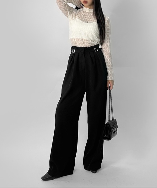 LVEU.(ラブユ.)の「【LVEU.】パターンレースシアートップス / トップス シアー シアートップス 長袖 レース レイヤード プチハイネック ブラック アイボリー モード系(Tシャツ/カットソー・レディース・アイボリー/ブラック・FREE)」の18枚目の写真