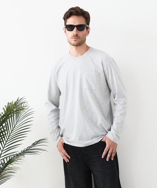 UNIIT(ユニット)の「【汗染みの目立ちにくいTシャツ ZEROSTAIN/ゼロステイン】クルーネック 胸ポケットロンT 防汚 UVカット(Tシャツ/カットソー・メンズ・ホワイト/ブラック/杢グレー・MEDIUM/LARGE/X-LARGE)」の1枚目の写真