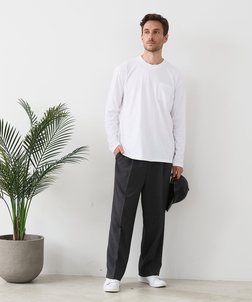 UNIIT(ユニット)の「【汗染みの目立ちにくいTシャツ ZEROSTAIN/ゼロステイン】クルーネック 胸ポケットロンT 防汚 UVカット(Tシャツ/カットソー・メンズ・ホワイト/ブラック/杢グレー・MEDIUM/LARGE/X-LARGE)」の4枚目の写真