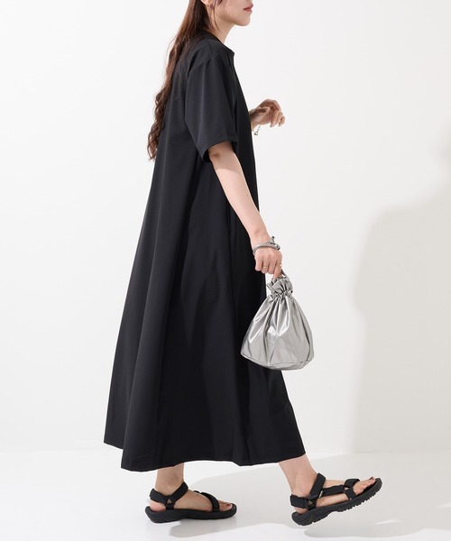 THOUSAND MILE(サウザンドマイル)の「【THOUSAND MILE】SHORT SLEEVE OP NY/PU(ワンピース・レディース・ベージュ/ブラック/オリーブ/チャコールグレー・FREE)」の13枚目の写真