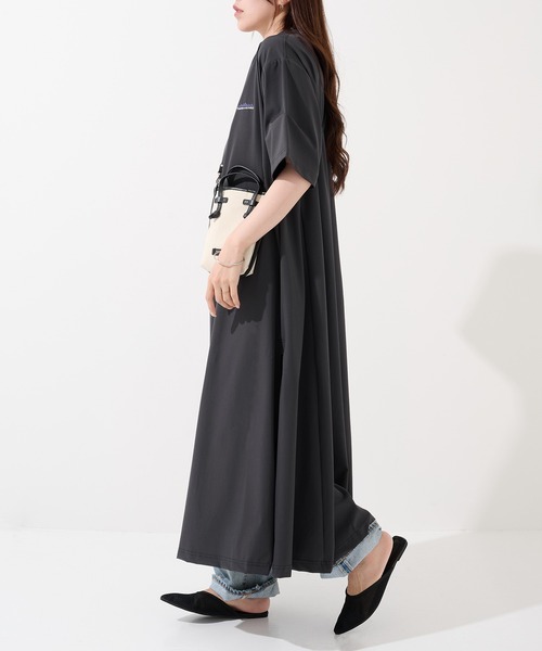 THOUSAND MILE(サウザンドマイル)の「【THOUSAND MILE】SHORT SLEEVE OP NY/PU(ワンピース・レディース・ベージュ/ブラック/オリーブ/チャコールグレー・FREE)」の21枚目の写真
