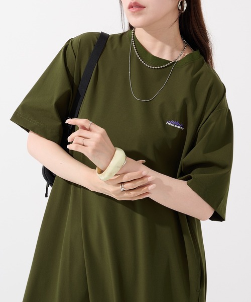 THOUSAND MILE(サウザンドマイル)の「【THOUSAND MILE】SHORT SLEEVE OP NY/PU(ワンピース・レディース・ベージュ/ブラック/オリーブ/チャコールグレー・FREE)」の9枚目の写真