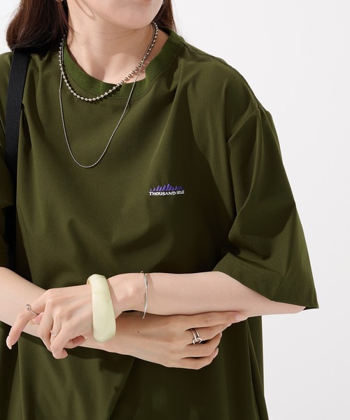 THOUSAND MILE(サウザンドマイル)の「【THOUSAND MILE】SHORT SLEEVE OP NY/PU(ワンピース・レディース・ベージュ/ブラック/オリーブ/チャコールグレー・FREE)」の7枚目の写真