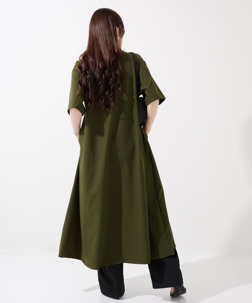 THOUSAND MILE(サウザンドマイル)の「【THOUSAND MILE】SHORT SLEEVE OP NY/PU(ワンピース・レディース・ベージュ/ブラック/オリーブ/チャコールグレー・FREE)」の6枚目の写真