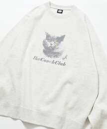 限定展開 ビッグシルエット フロントプリント クルーネック スウェット / CAT Portrait