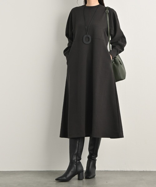 セール】ふんわり裏毛フォルムスリーブデザインワンピース｜裏毛