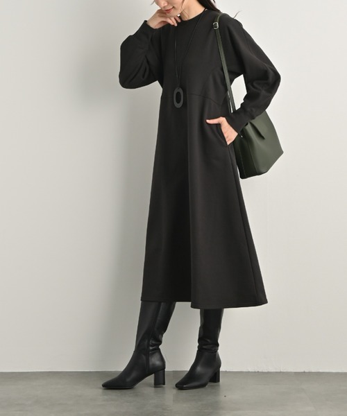 セール】ふんわり裏毛フォルムスリーブデザインワンピース｜裏毛