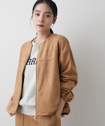 【セットアップ可・洗える】マシュマロスウェードジップブルゾン