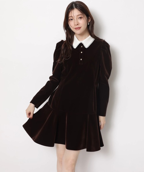 Rieadture リランドチュール　ベルベットカラーミニワンピース M ベルベットカラーミニワンピース（ワンピース）｜Rirandture（リランド