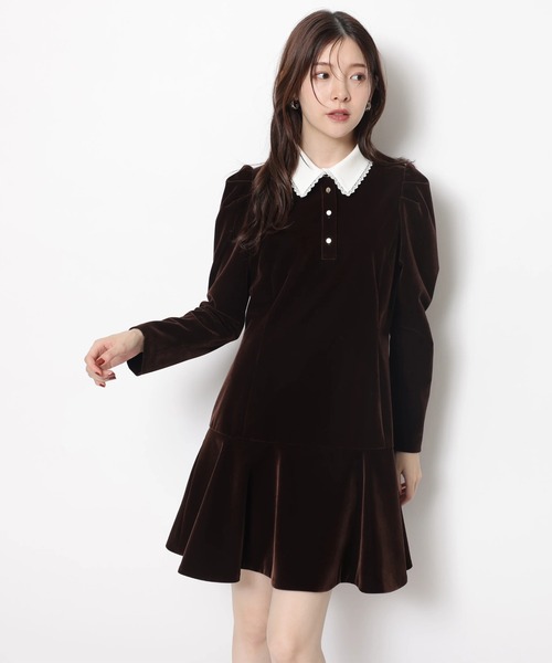Rirandture(リランドチュール)の「ベルベットカラーミニワンピース(ワンピース・レディース・ブラック/ブラウン・2/1)」の4枚目の写真