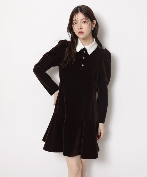 ベルベットカラーミニワンピース（ワンピース）｜Rirandture（リ