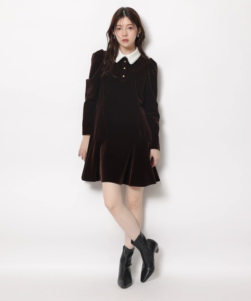 Rieadture リランドチュール　ベルベットカラーミニワンピース ベルベットカラーミニワンピース（ワンピース）｜Rirandture（リランド