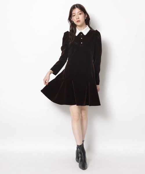 Rirandture(リランドチュール)の「ベルベットカラーミニワンピース(ワンピース・レディース・ブラック/ブラウン・2/1)」の8枚目の写真