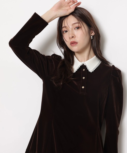 ベルベットカラーミニワンピース（ワンピース）｜Rirandture（リランド