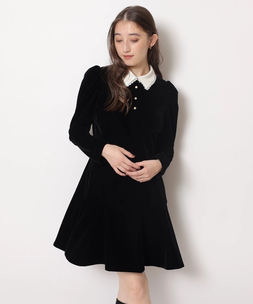 ベルベットカラーミニワンピース（ワンピース）｜Rirandture（リランド