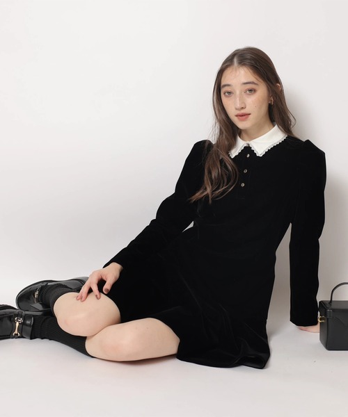 ベルベットカラーミニワンピース（ワンピース）｜Rirandture（リ