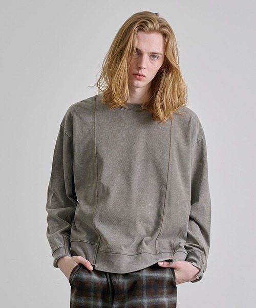 Revo. ケミカルウォッシュ加工 リメイクライク 天竺 クルーネック