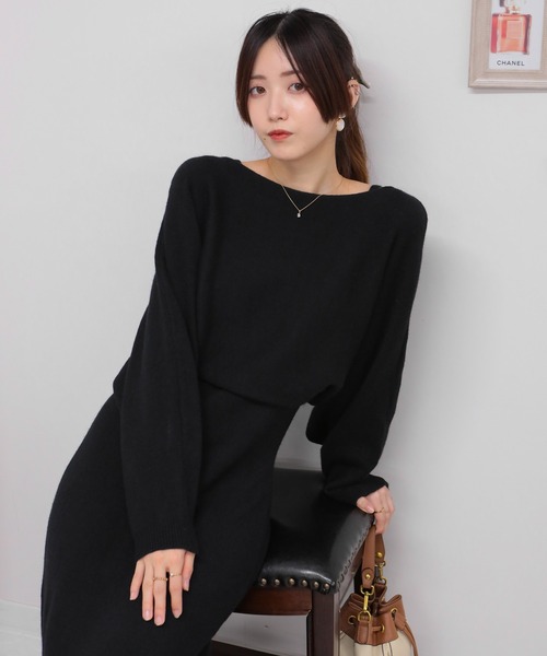 リボンキャミワンピアンサンブル リボンブラウス×キャミワンピースアンサンブル[tg741