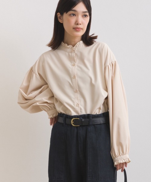 OMNES(オムネス)の「テックコットンフリル衿 袖シャツ長袖シャツブラウス(シャツ/ブラウス・レディース・ブラック/ネイビー系/ベージュ/ブルー系その他/イエロー/ホワイト/グリーン・FREE)」の18枚目の写真