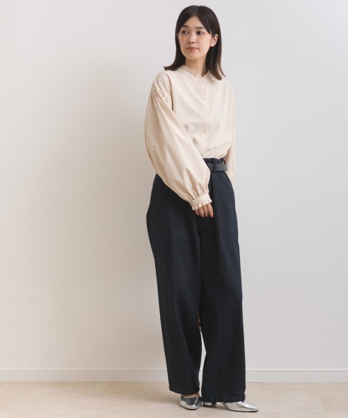 OMNES(オムネス)の「テックコットンフリル衿 袖シャツ長袖シャツブラウス(シャツ/ブラウス・レディース・ブラック/ネイビー系/ベージュ/ブルー系その他/イエロー/ホワイト/グリーン・FREE)」の21枚目の写真