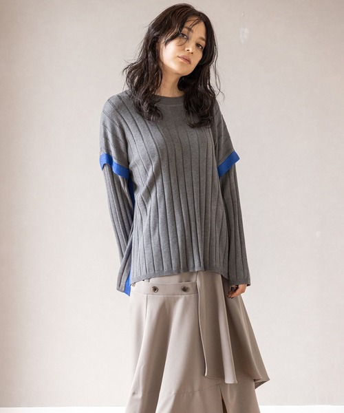 OSMOSIS（オズモーシス）の「ワイドリブニットプルオーバー（ニット/セーター・レディース・グレー/ブラック/ベージュ/ライトグリーン・ONE SIZE）」の3枚目の写真