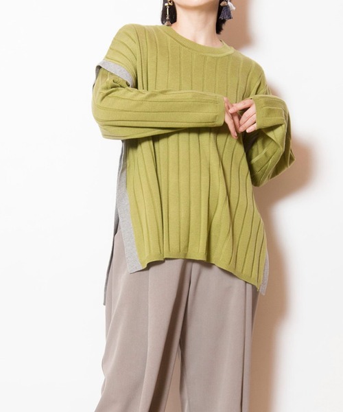 OSMOSIS（オズモーシス）の「ワイドリブニットプルオーバー（ニット/セーター・レディース・グレー/ブラック/ベージュ/ライトグリーン・ONE SIZE）」の4枚目の写真